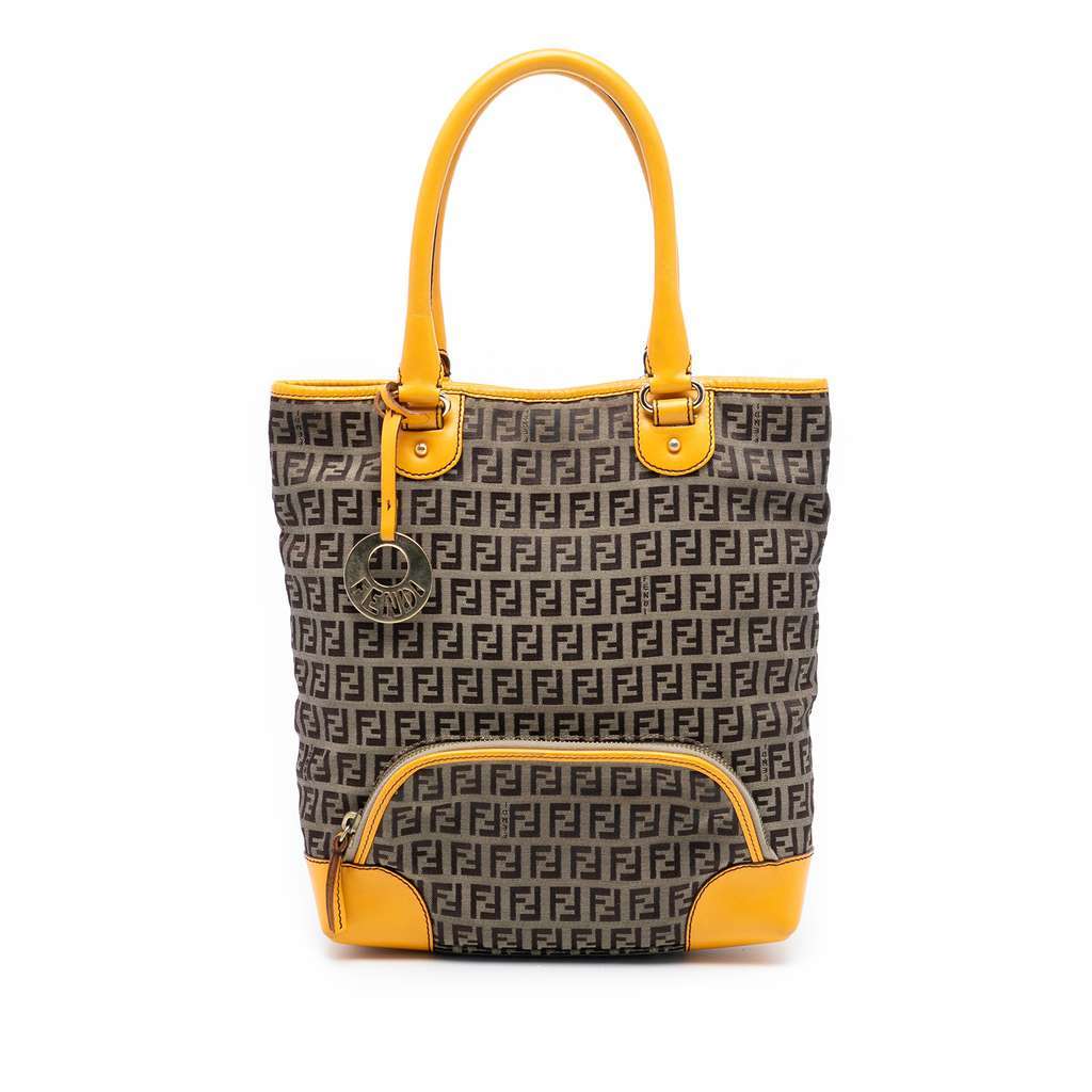 Fendi Zucchino Canvas Chef Front Pocket Shopping Tote Brown Canvas Very good - Front View