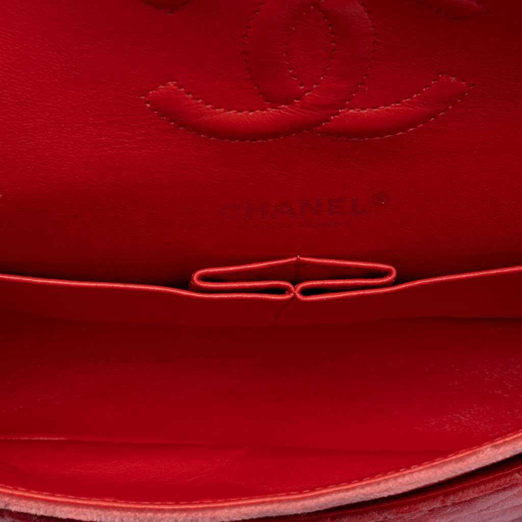 Chanel Medium Classic Velvet Double Flap Red Velvet Very good - Model View