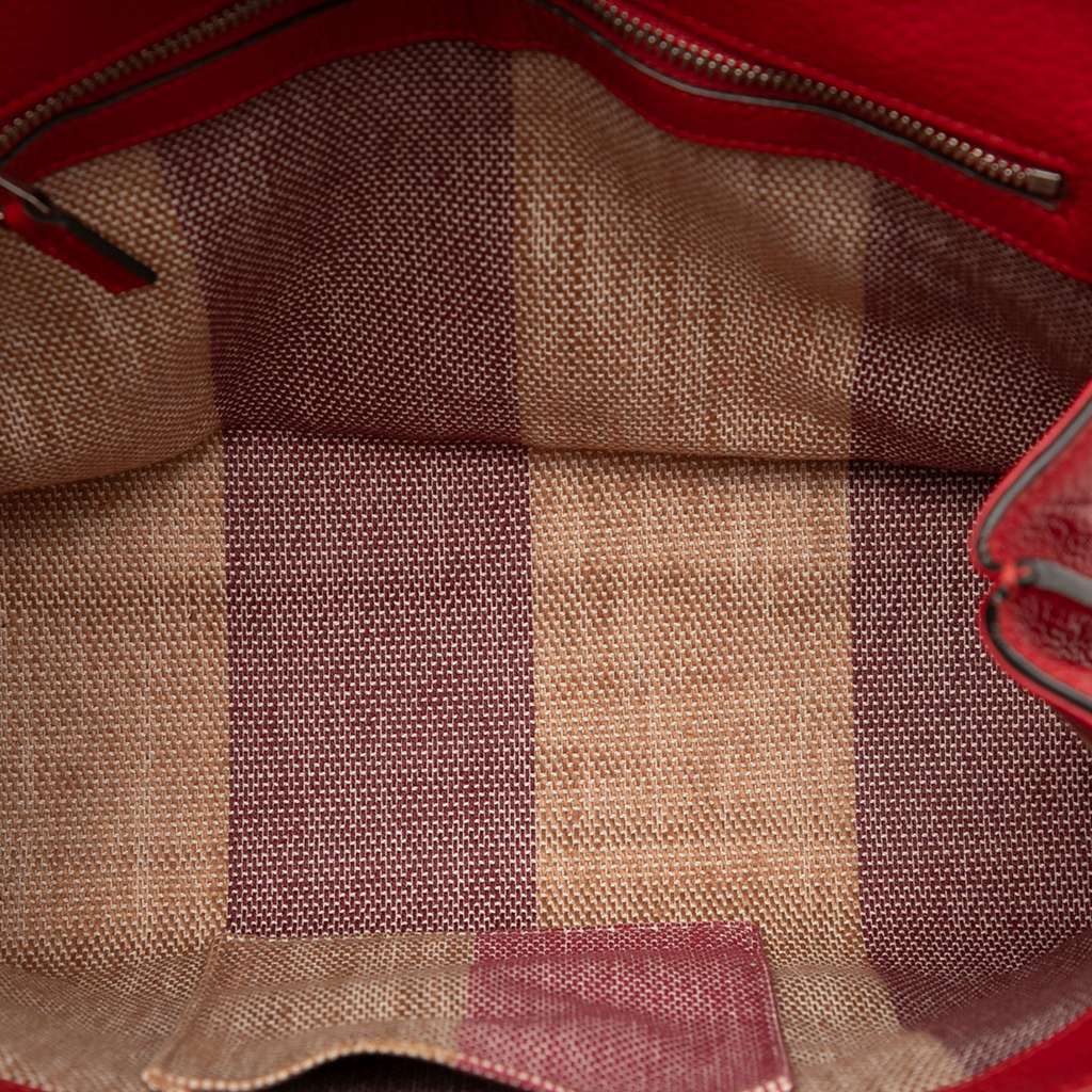 Gucci Small Leather Bamboo Daily Satchel Red Leather Very good - Model View