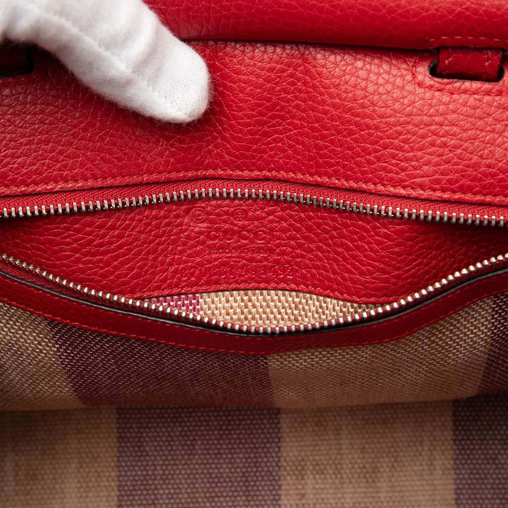 Gucci Small Leather Bamboo Daily Satchel Red Leather Very good - Box View