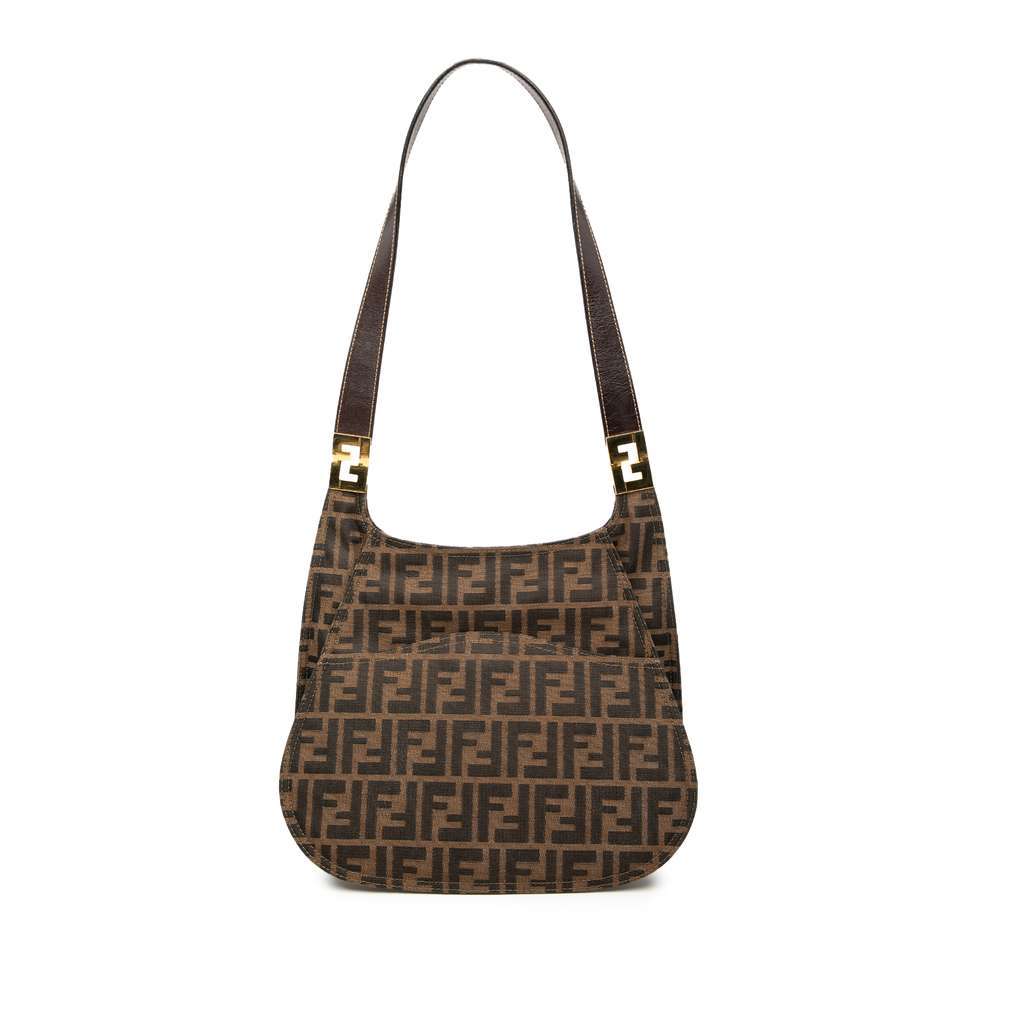 Fendi Zucca Canvas Hobo Brown Canvas Good - Front View