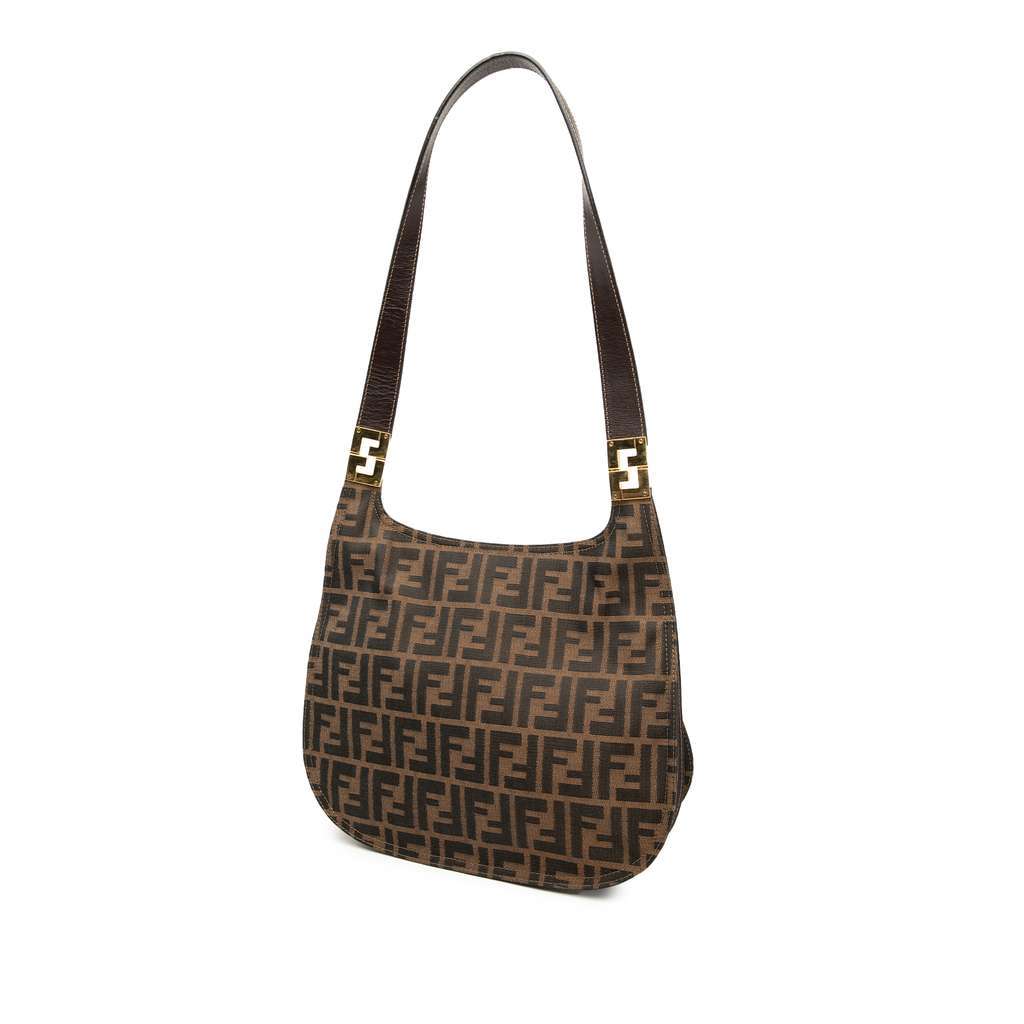Fendi Zucca Canvas Hobo Brown Canvas Good - Back View