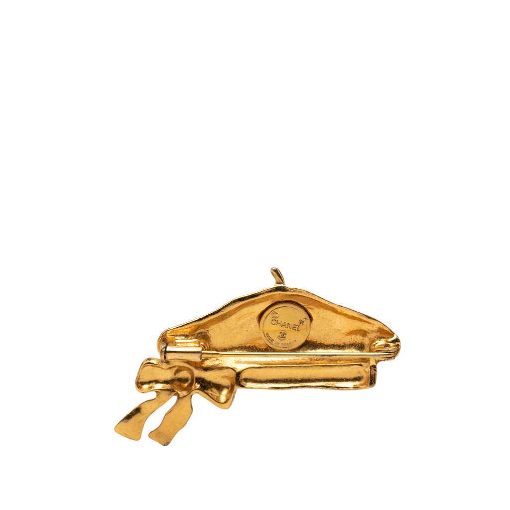 Chanel Gold Plated Beret Hat Brooch Gold Metal Very good - Back View