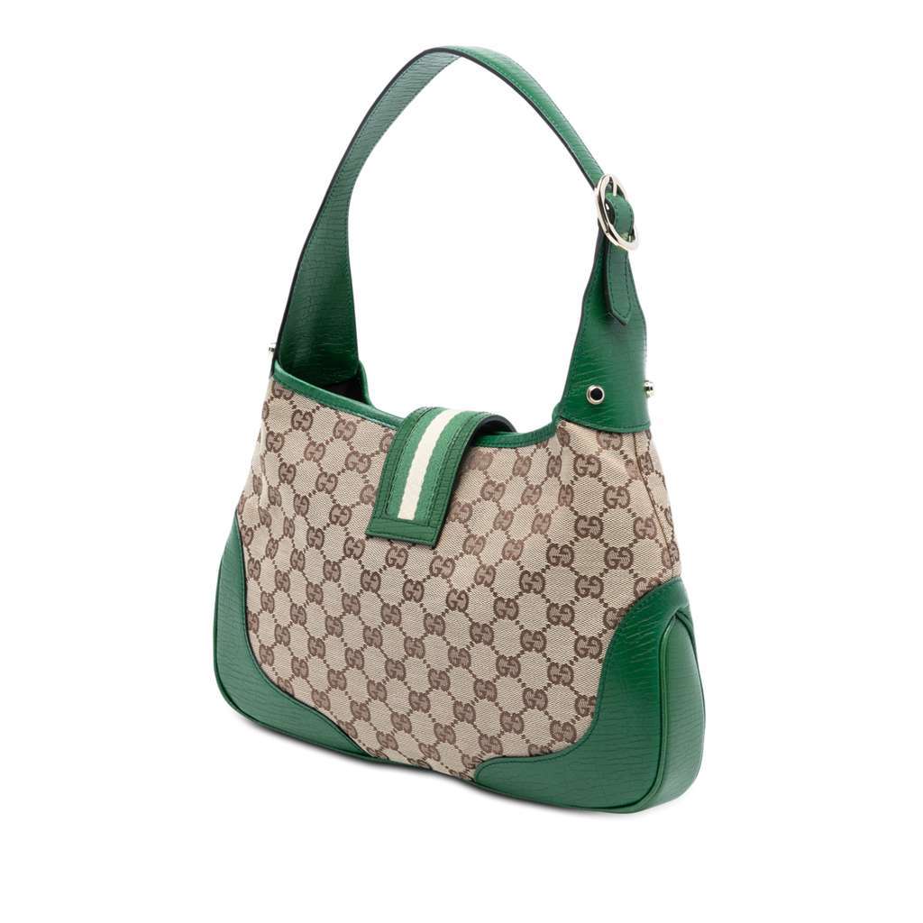 Gucci GG Canvas Web Junco Shoulder Bag Brown Canvas Good - Back View