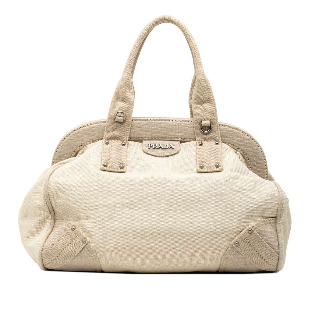Prada Canvas Canapa Mistolino Frame Satchel White Canvas Very good - Front View