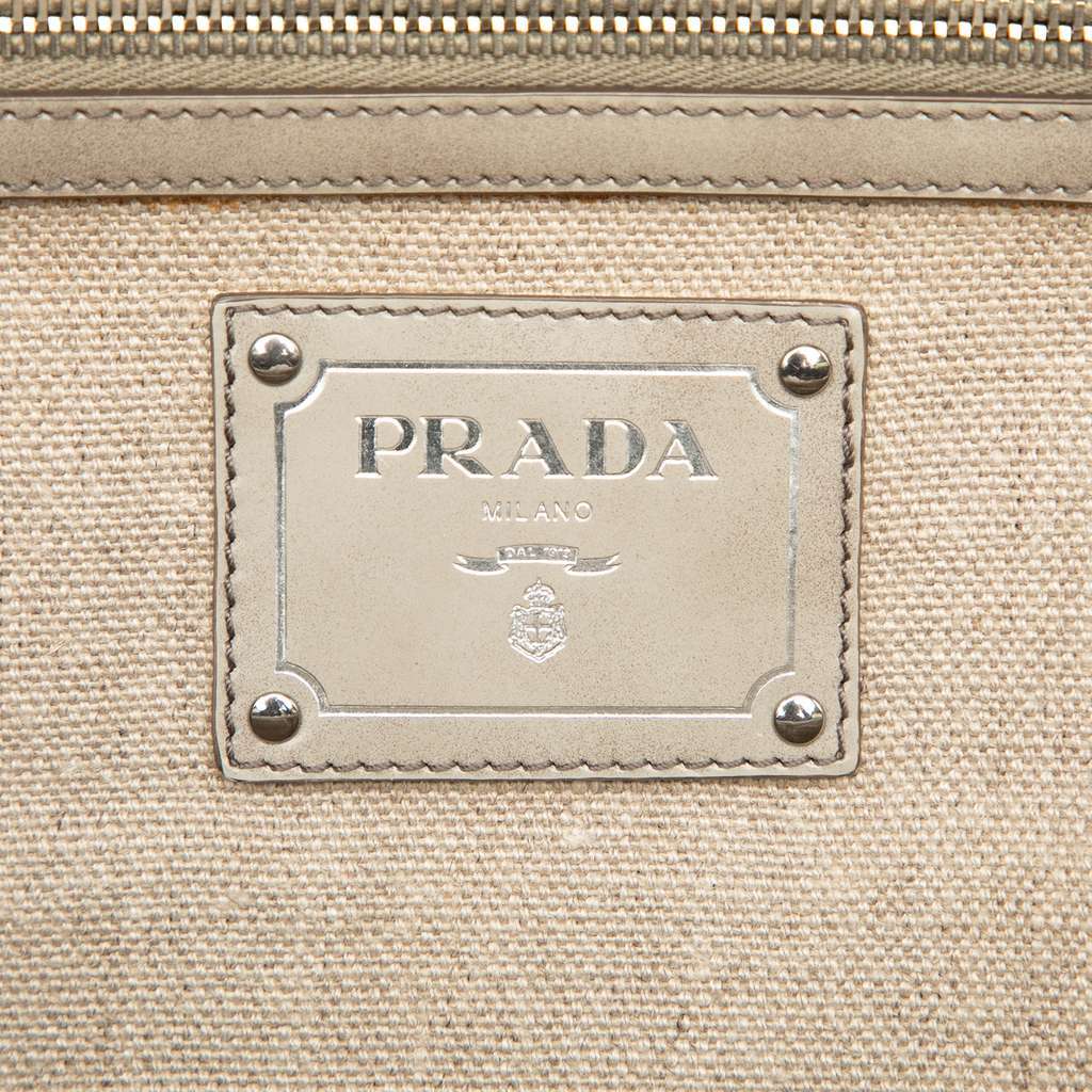 Prada Canvas Canapa Mistolino Frame Satchel White Canvas Very good - Box View