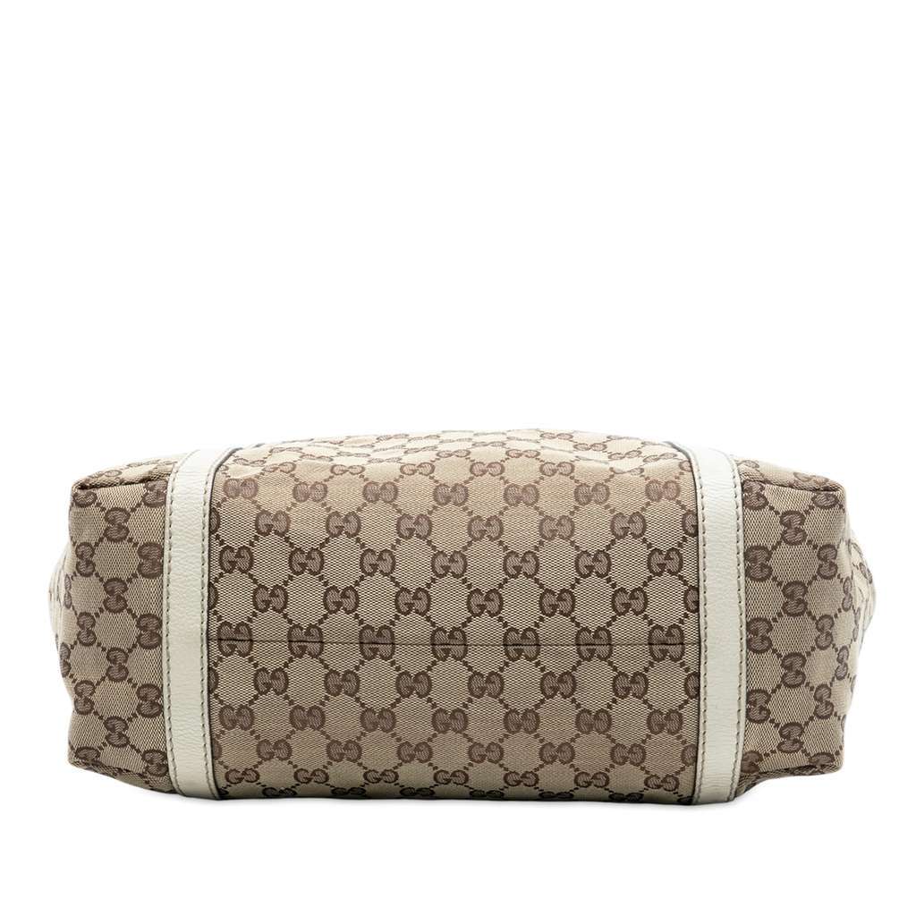 Gucci GG Canvas Web New Ladies Tote Brown Canvas Good - Inside View