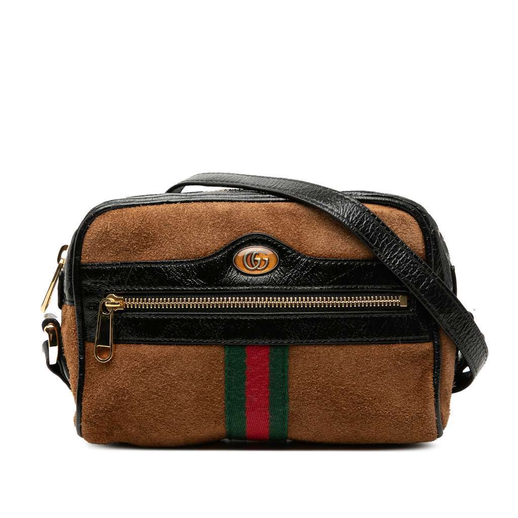 Gucci Mini Suede Ophidia Crossbody Brown Leather Very good - Front View