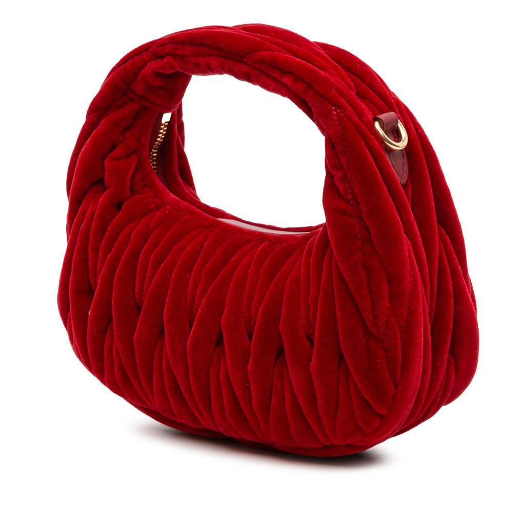 Miu Miu Mini Matelasse Velvet Wander Bag Red Velvet Very good - Back View