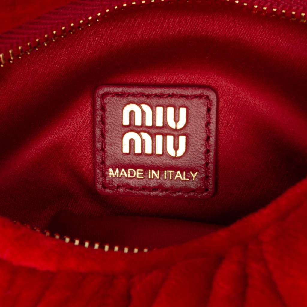 Miu Miu Mini Matelasse Velvet Wander Bag Red Velvet Very good - Box View