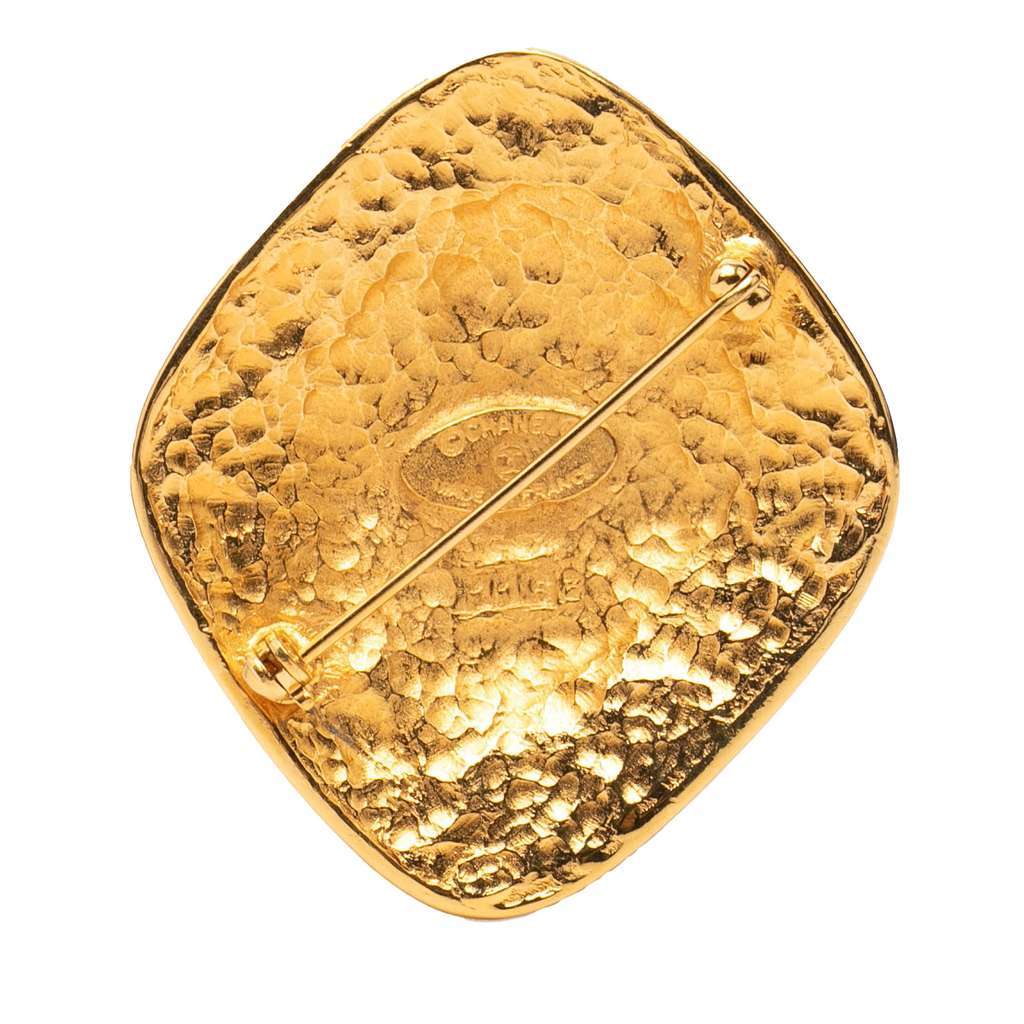 Chanel CC Gold Plated Diamond Brooch Gold Metal Very good - Back View
