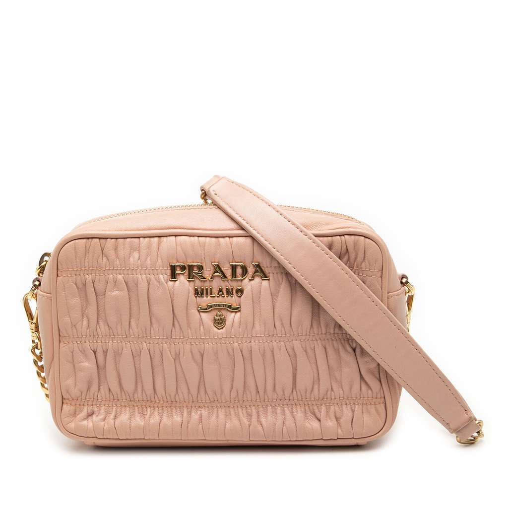Prada Nappa Gaufre Camera Bag Brown Leather Very good - Front View