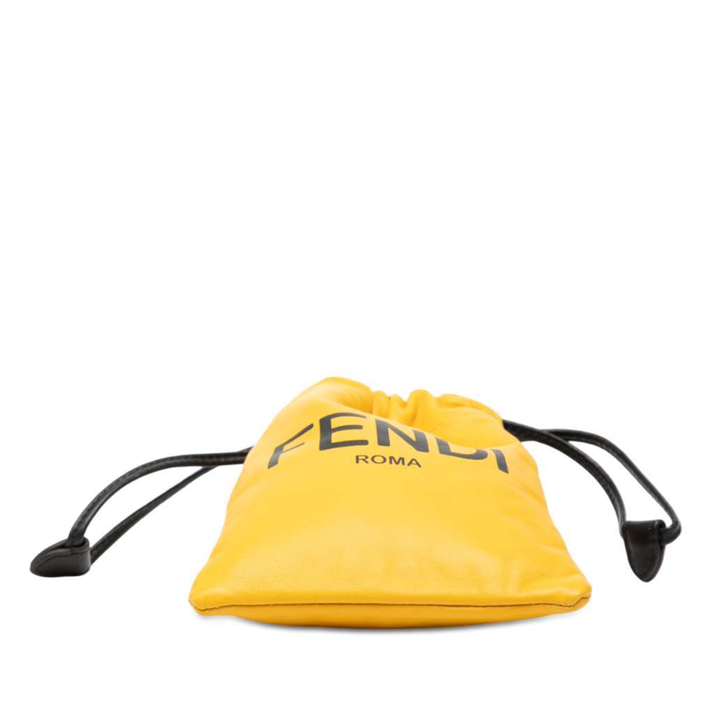 Fendi Nappa Logo Neck Phone Pouch Yellow Leather Very good - Inside View