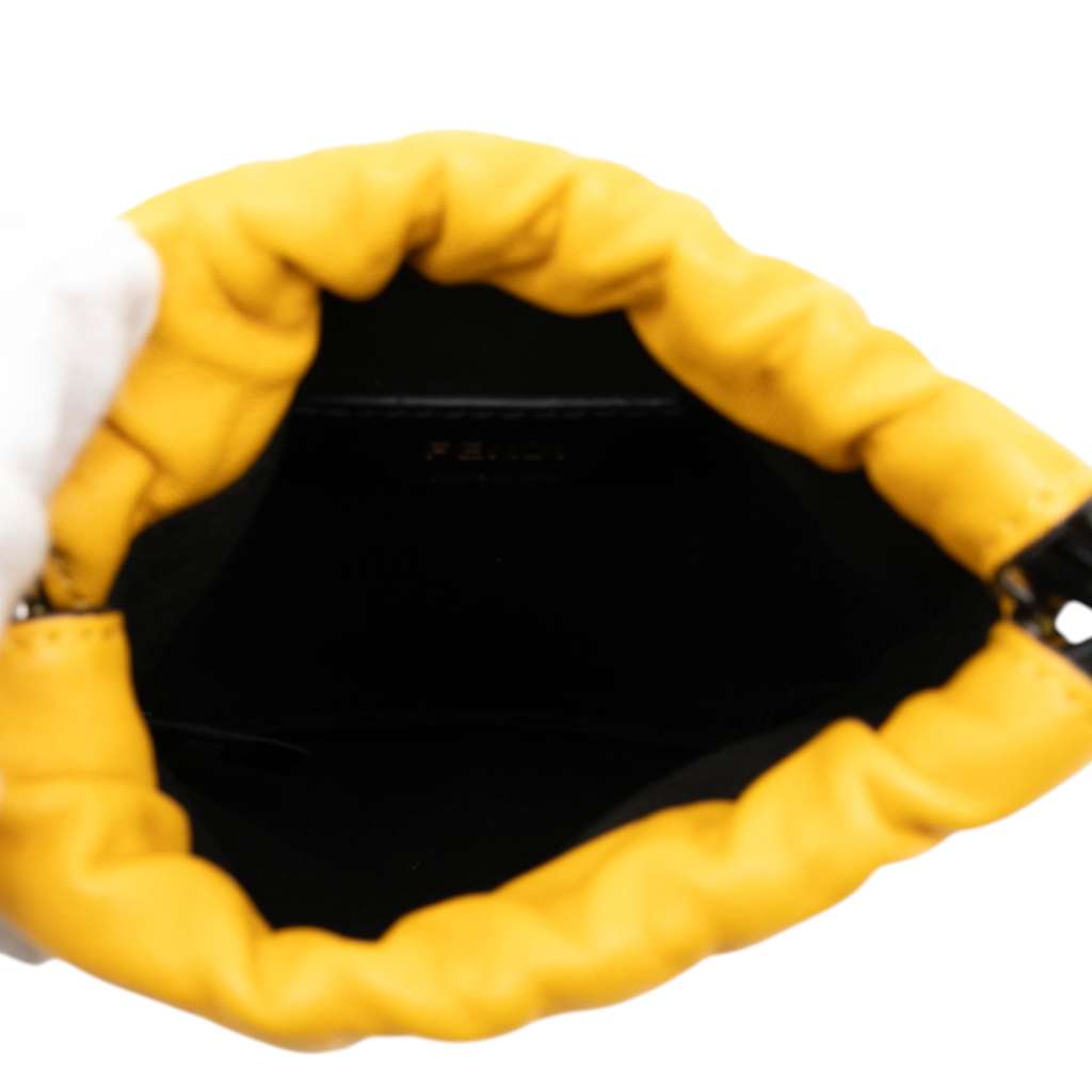 Fendi Nappa Logo Neck Phone Pouch Yellow Leather Very good - Model View