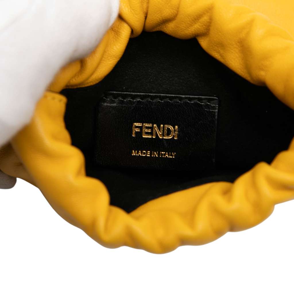 Fendi Nappa Logo Neck Phone Pouch Yellow Leather Very good - Box View