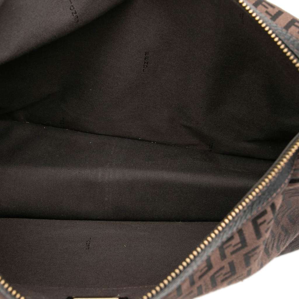 Fendi Zucchino Canvas F Charm Crossbody Brown Canvas Very good - Model View