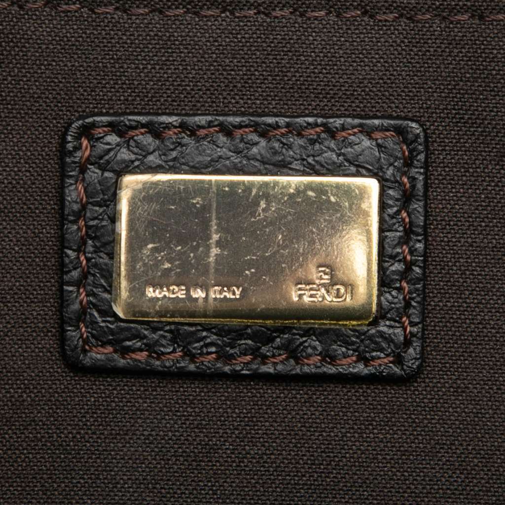 Fendi Zucchino Canvas F Charm Crossbody Brown Canvas Very good - Box View