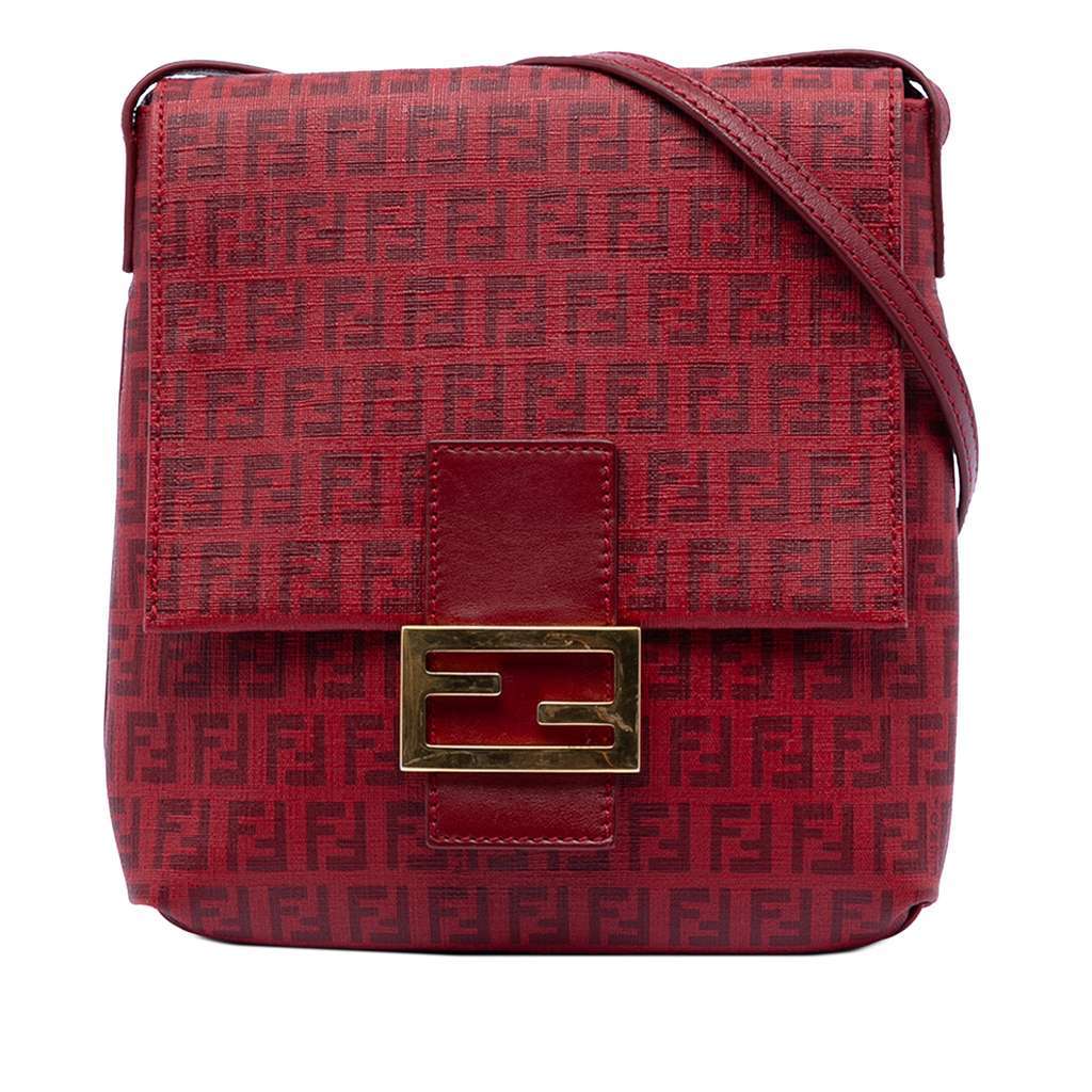 Fendi Zucchino Spalmati Crossbody Red Canvas Very good - Front View