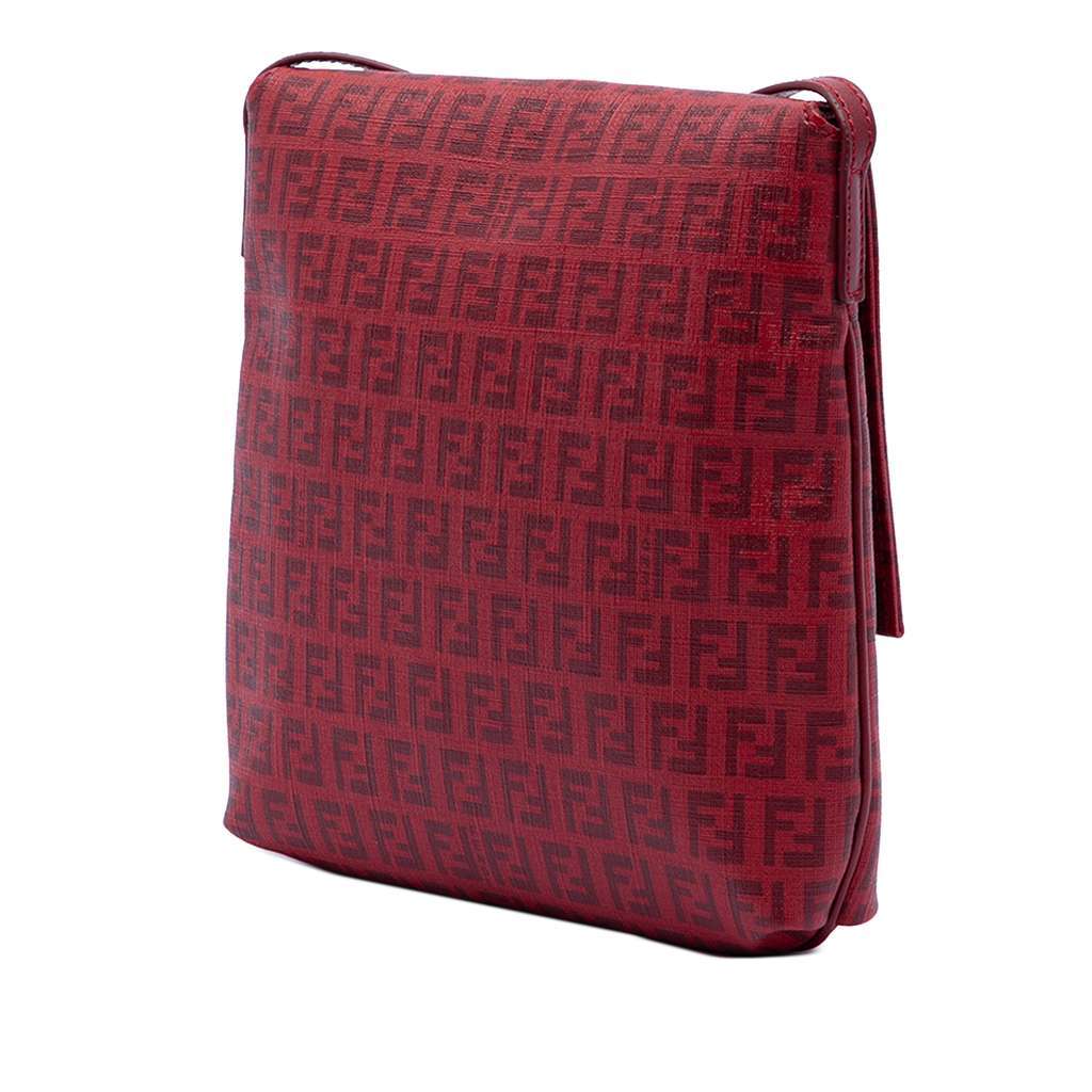 Fendi Zucchino Spalmati Crossbody Red Canvas Very good - Back View
