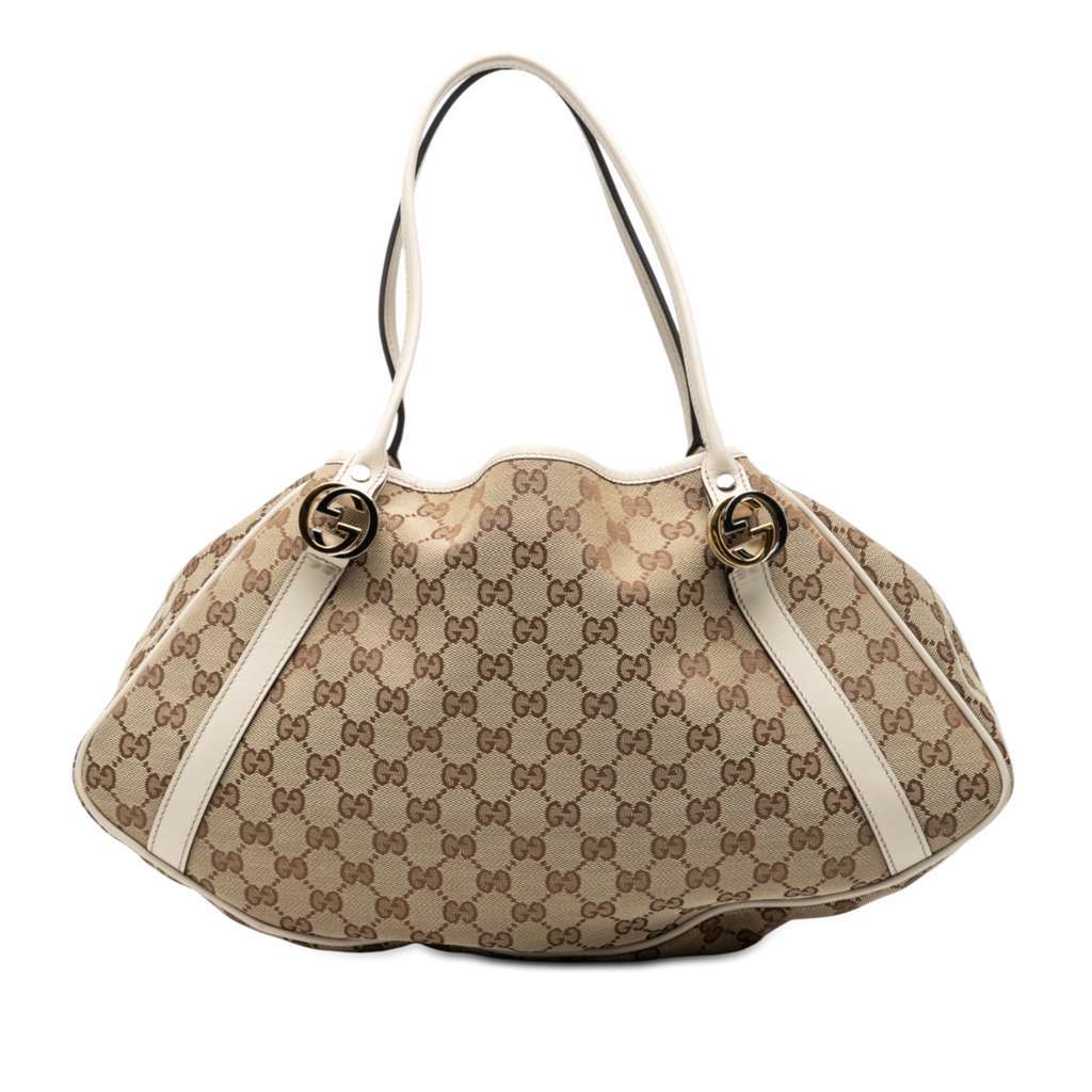 Gucci GG Canvas Twins Shoulder Bag Brown Canvas Good - Front View