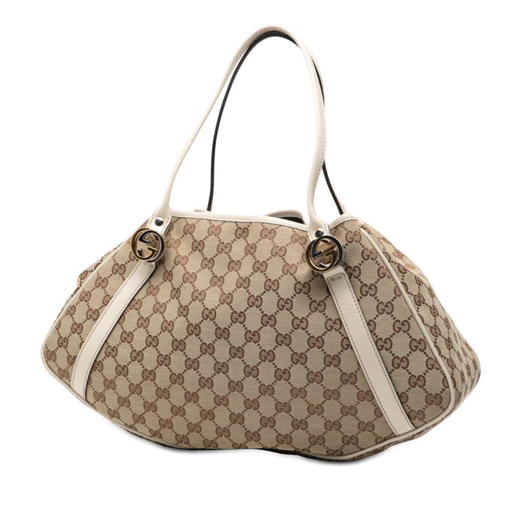 Gucci GG Canvas Twins Shoulder Bag Brown Canvas Good - Back View