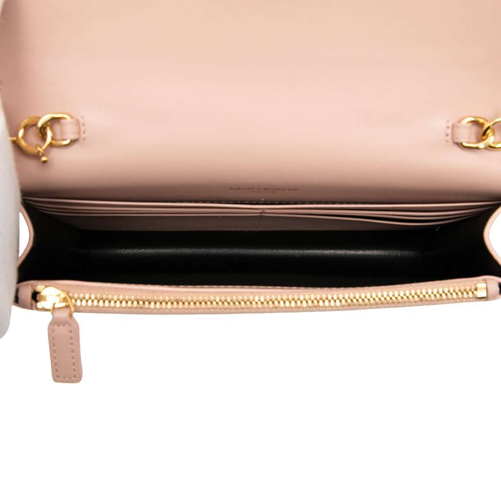 Saint Laurent Smooth Calfskin Monogram Kate Tassel Wallet on Chain Pink Leather Very good - Model View