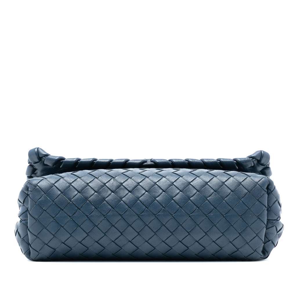 Bottega Veneta Baby Nappa Intrecciato Olimpia Crossbody Blue Leather Good - Inside View