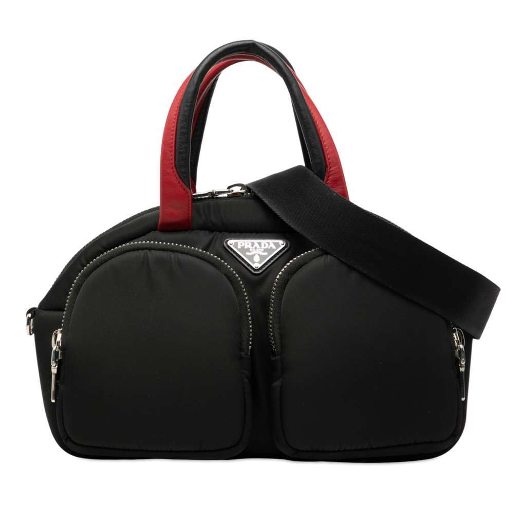 Prada Tessuto Pocket Top Handle Cargo Bag Black Very good - Front View