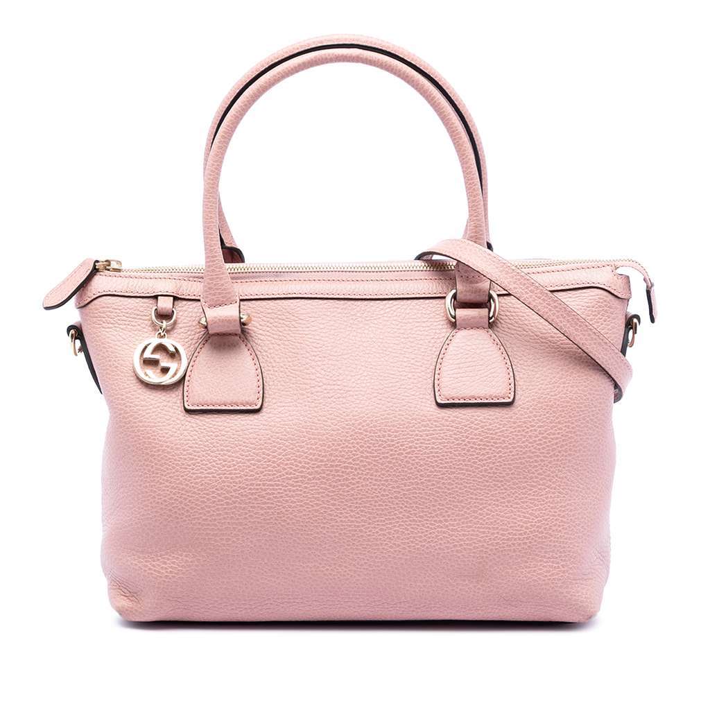 Gucci Dollar Calfskin GG Charm Satchel Pink Leather Very good - Front View