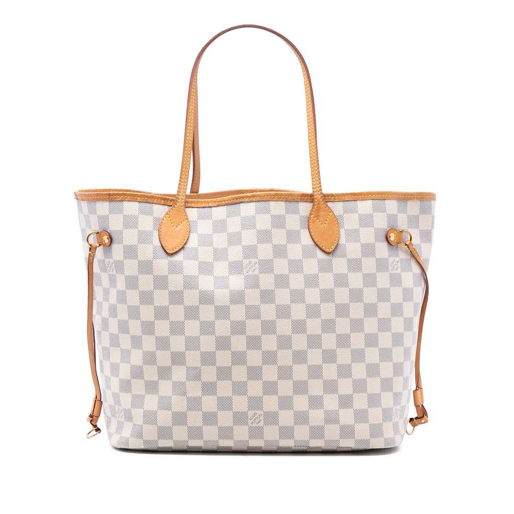Louis Vuitton Damier Azur Neverfull MM White Very good - Front View