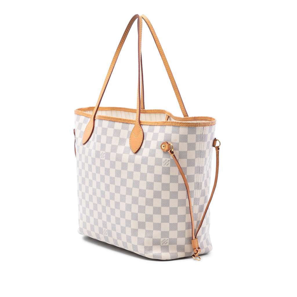Louis Vuitton Damier Azur Neverfull MM White Very good - Back View