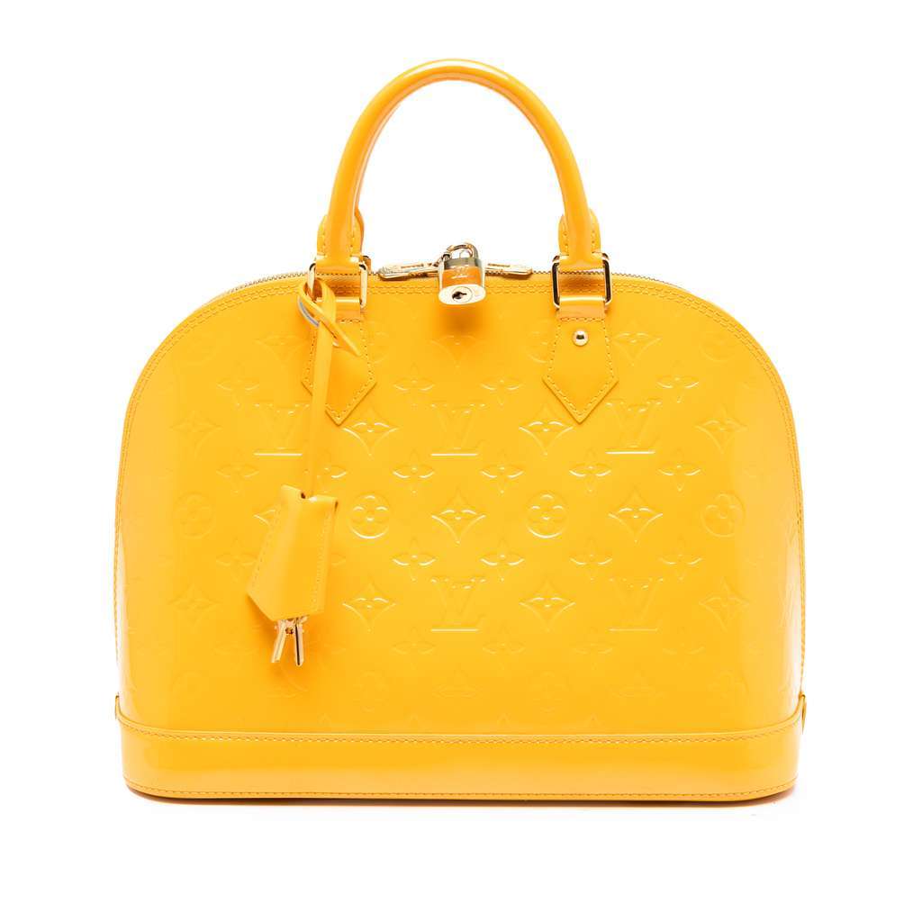 Louis Vuitton Monogram Vernis Alma PM Yellow Leather Good - Front View