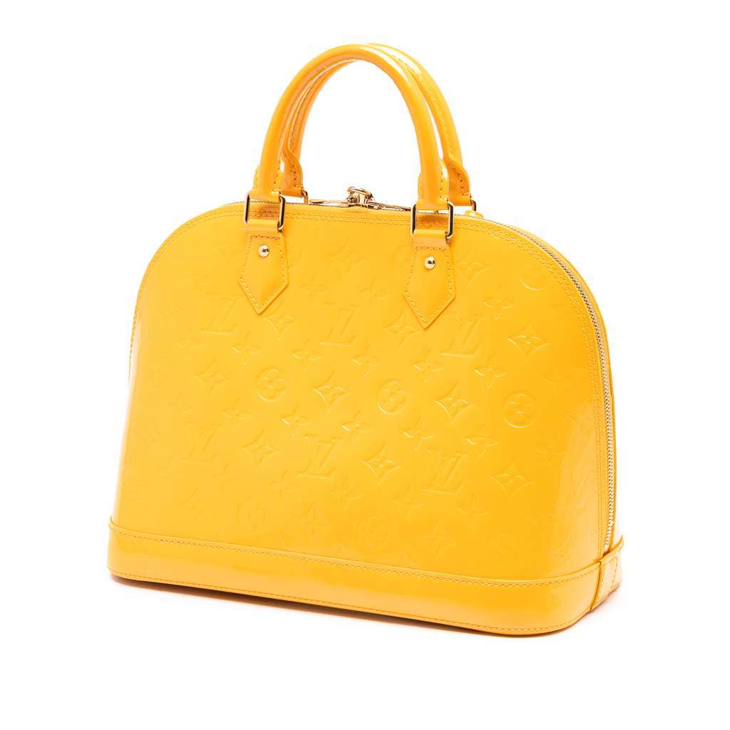 Louis Vuitton Monogram Vernis Alma PM Yellow Leather Good - Back View