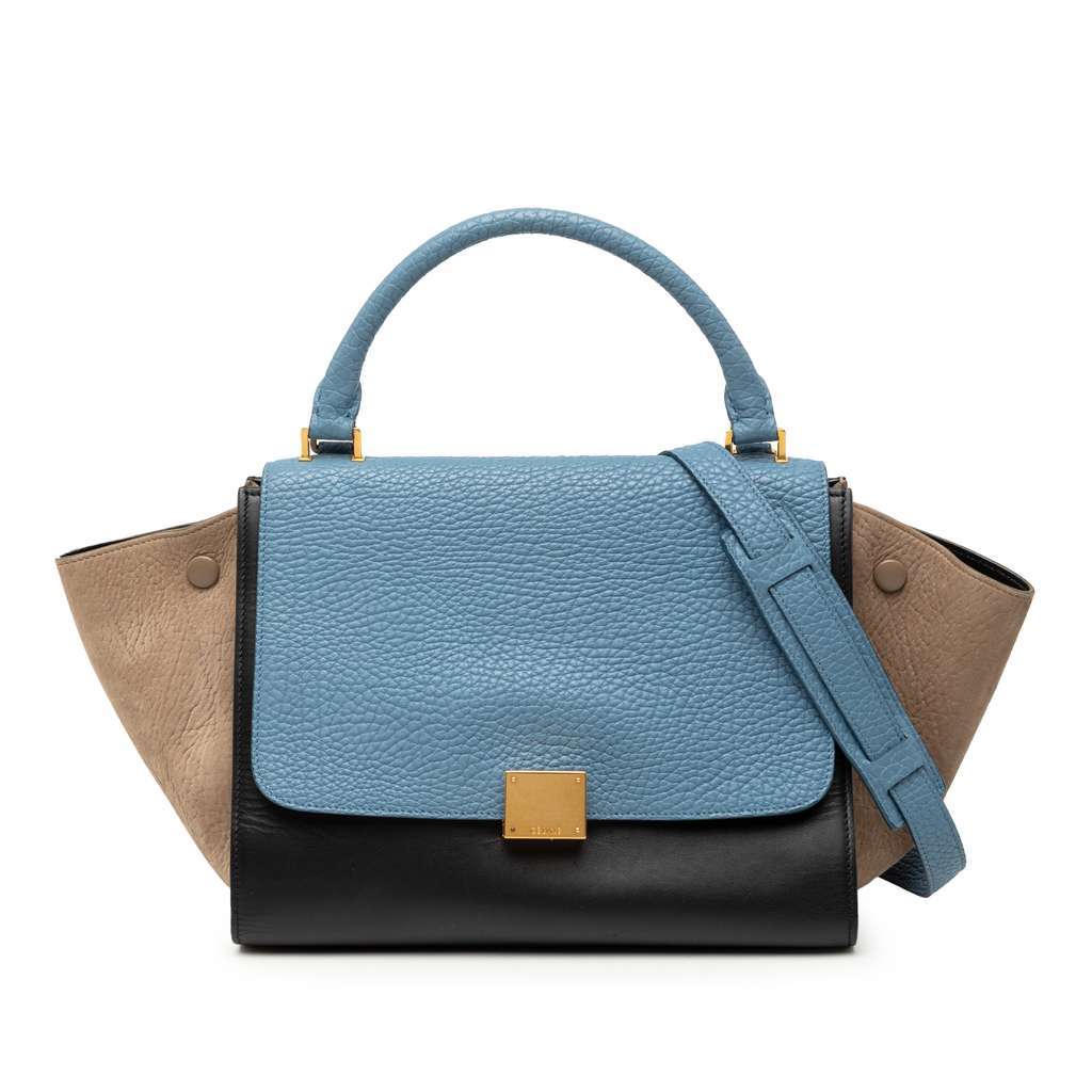 Celine Small Tricolor Leather Trapeze Satchel Black Leather Very good condition - Front View