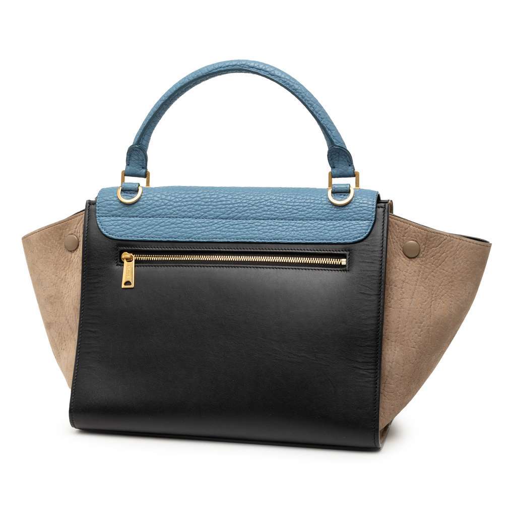 Celine Small Tricolor Leather Trapeze Satchel Black Leather Very good condition - Back View