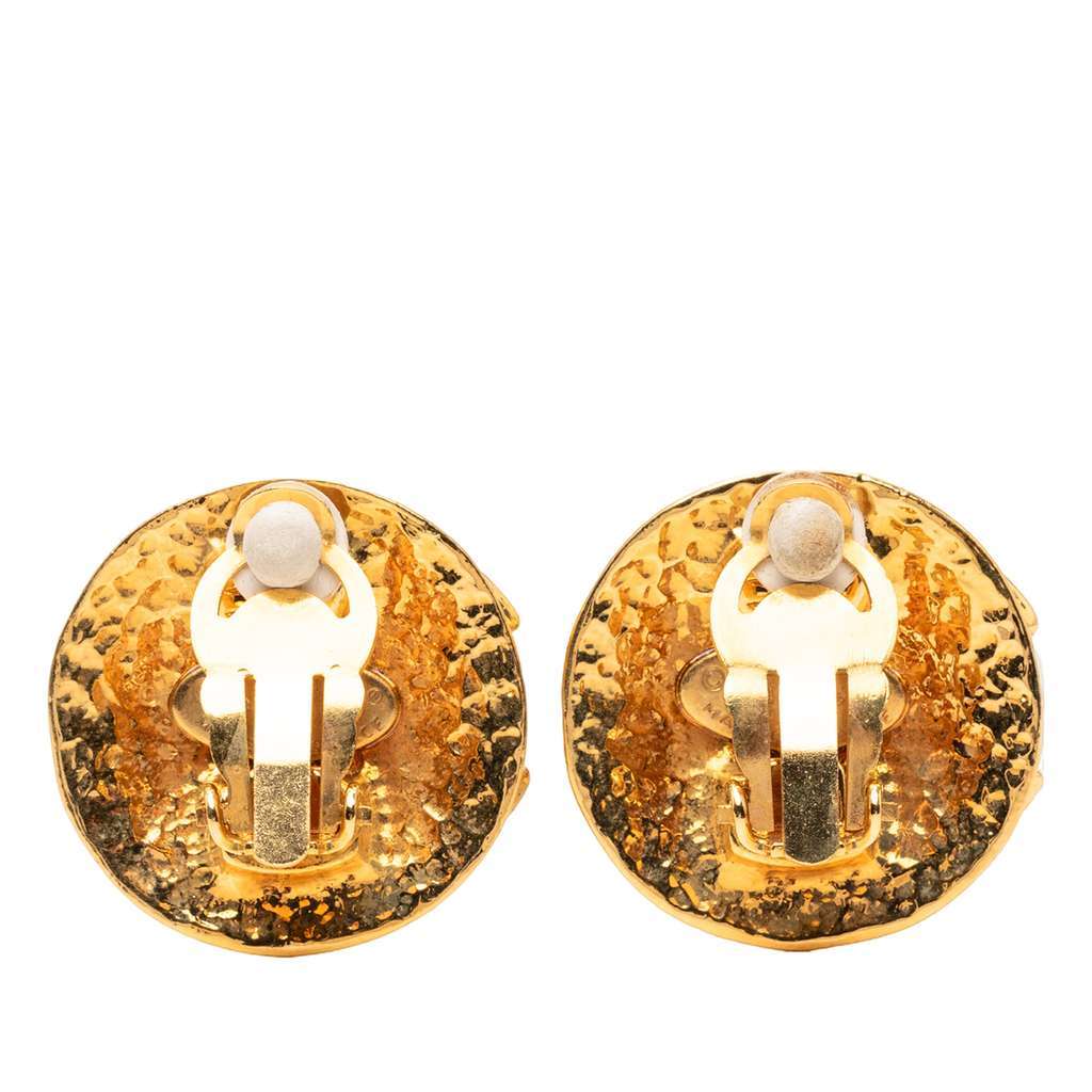 Chanel Gold Plated CC Round Clip on Earrings Gold Metal Very good - Back View