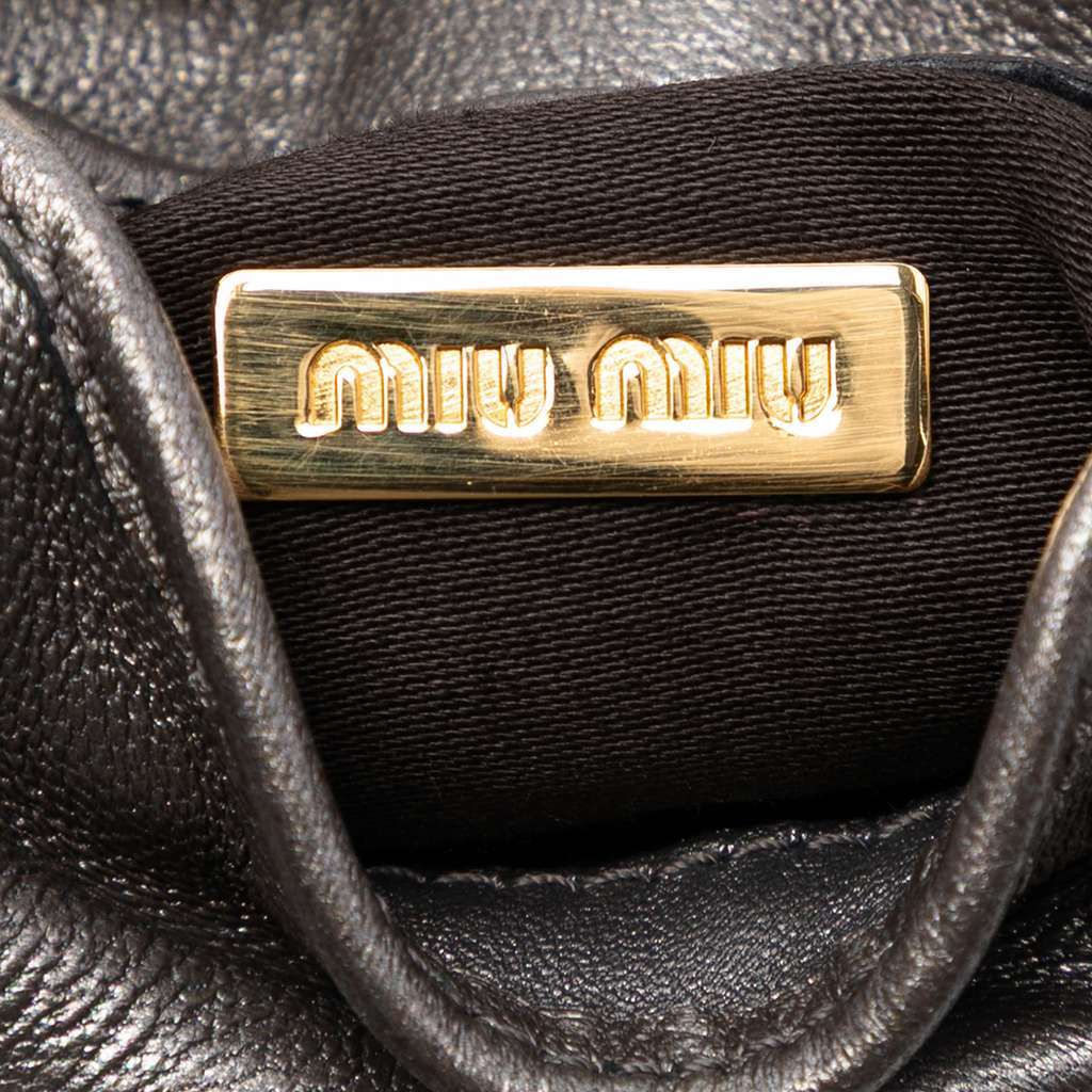 Miu Miu Mini Metallic Matelasse Lambskin Coffer Bag Charm Silver Leather Very good condition - Box View