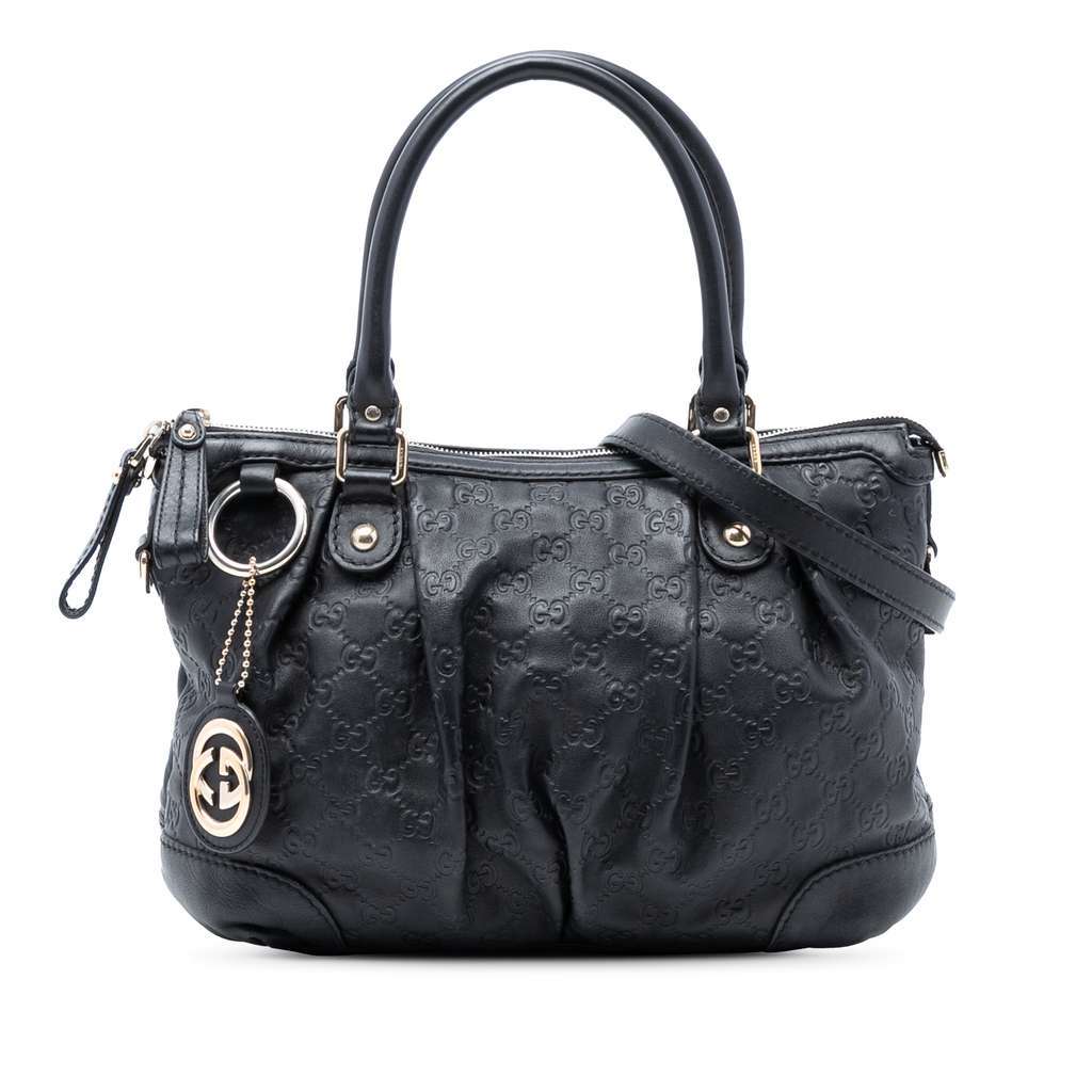 Gucci Guccissima Sukey Satchel Black Leather Very good condition - Front View