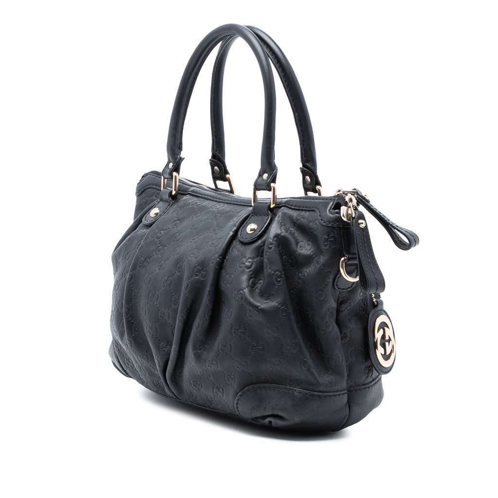 Gucci Guccissima Sukey Satchel Black Leather Very good condition - Back View