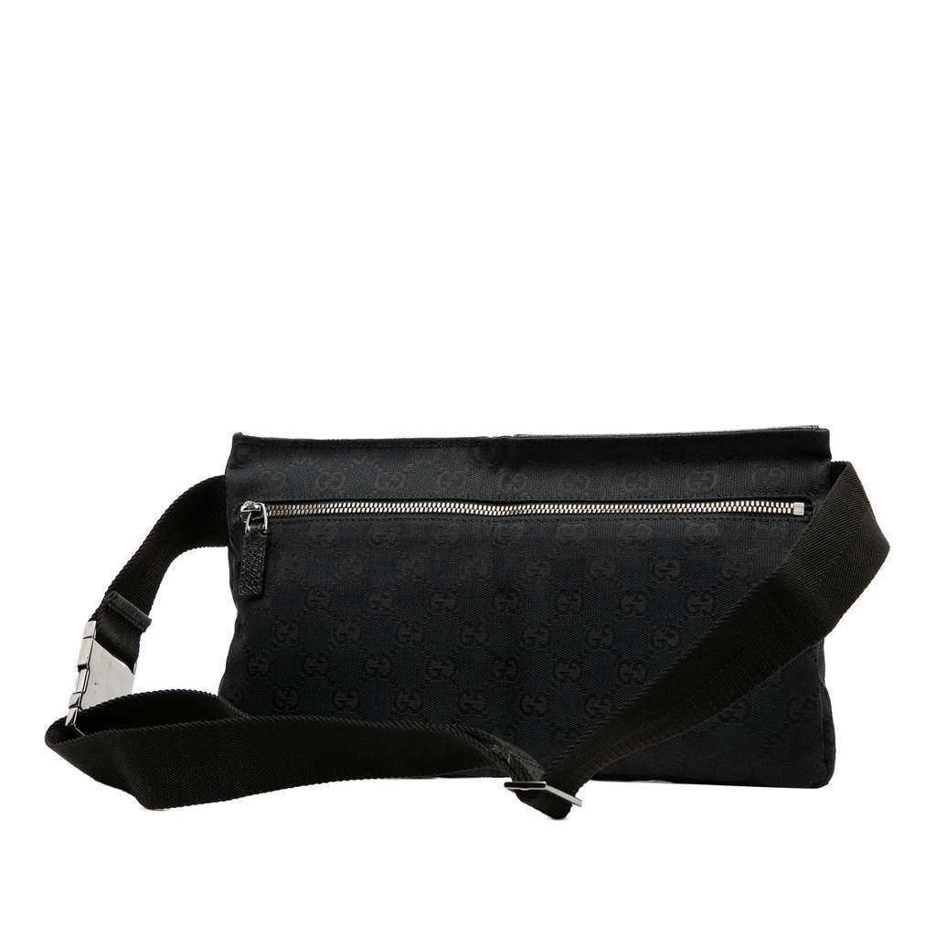 Gucci GG Canvas Double Pocket Belt Bag Black Canvas Good condition - Back View