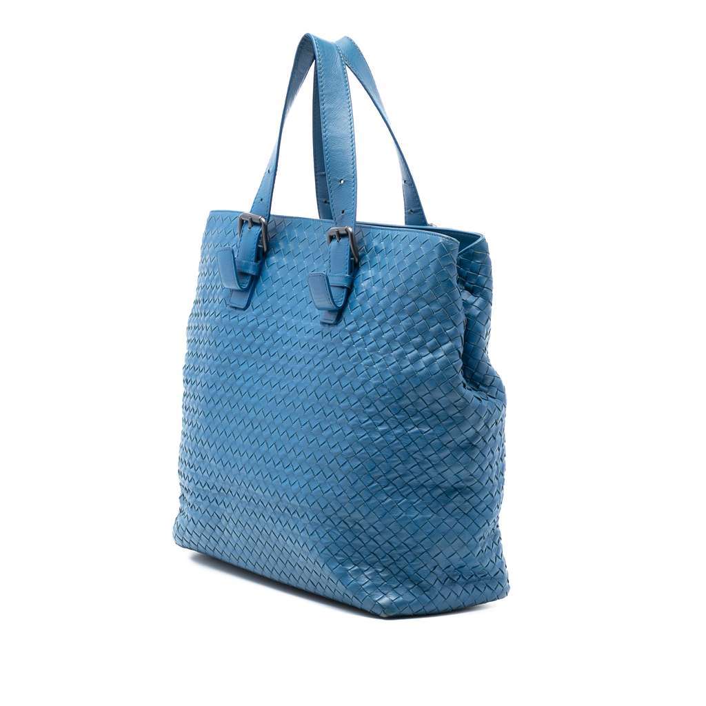 Bottega Veneta Nappa Intrecciato Belted Tote Blue Leather Very good - Back View