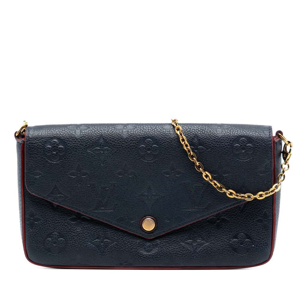 Louis Vuitton Monogram Empreinte Pochette Felicie Blue Leather Good - Front View