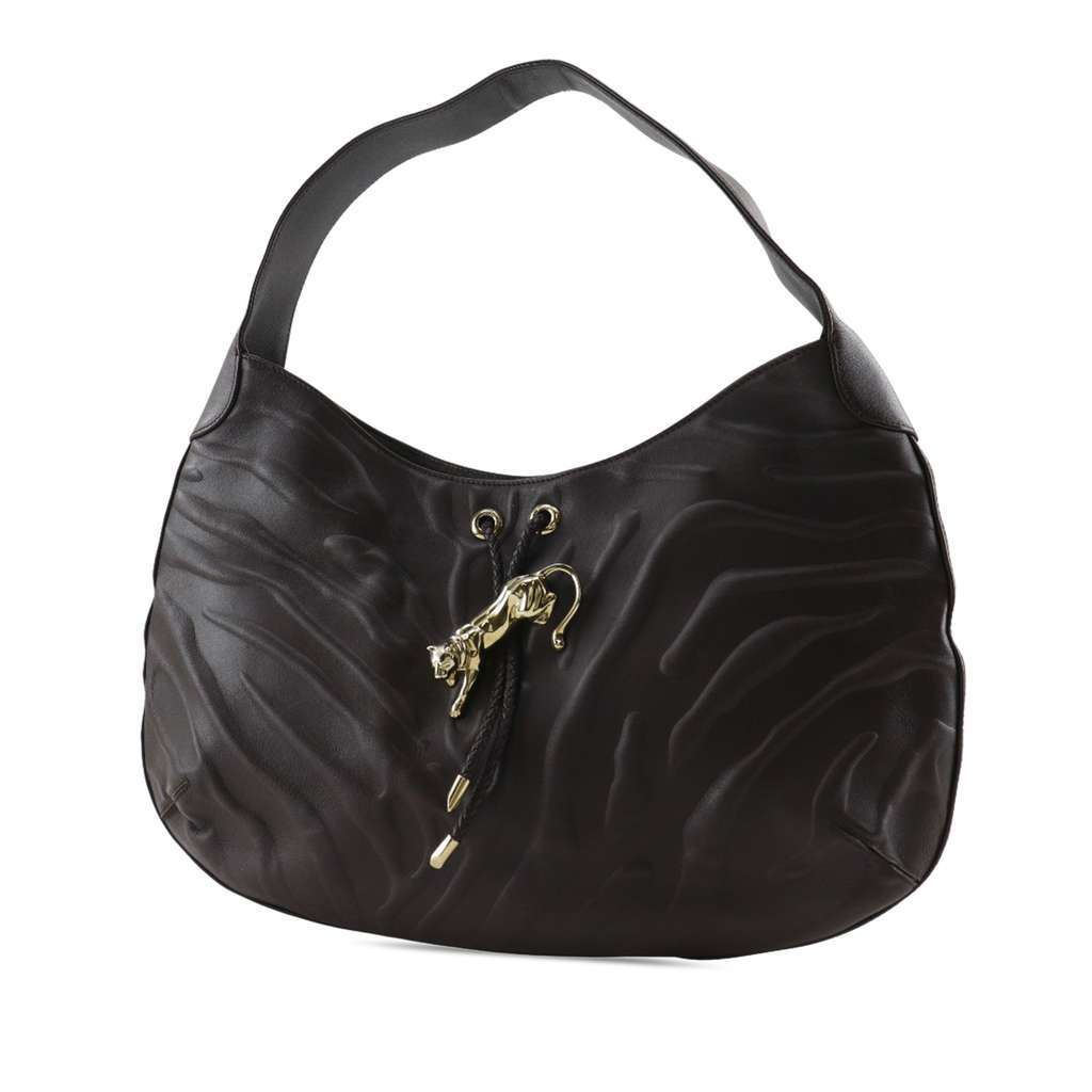 Cartier Limited Edition Embossed Leather Panthere de Cartier Bag Brown Leather Good - Back View