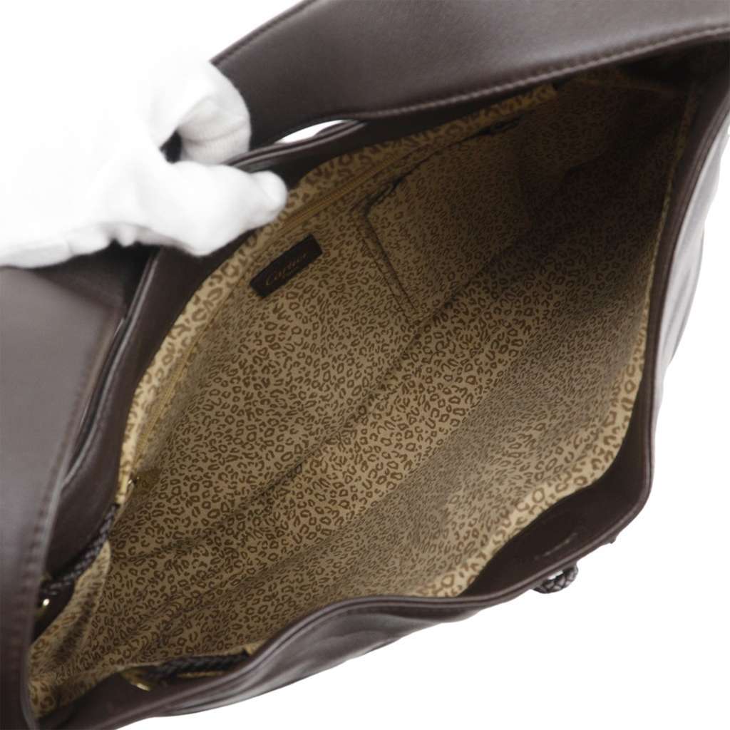 Cartier Limited Edition Embossed Leather Panthere de Cartier Bag Brown Leather Good - Model View