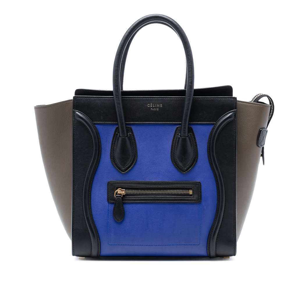 Celine Micro Tricolor Leather Luggage Tote Blue Leather Very good condition - Front View