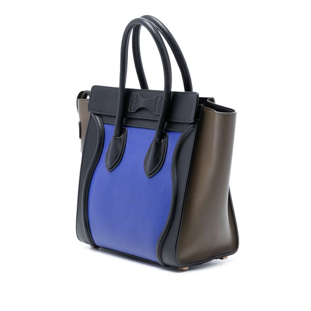 Celine Micro Tricolor Leather Luggage Tote Blue Leather Very good condition - Back View