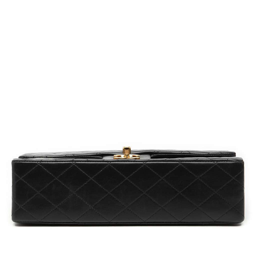 Chanel Medium Classic Lambskin Double Flap Black Leather Good - Inside View