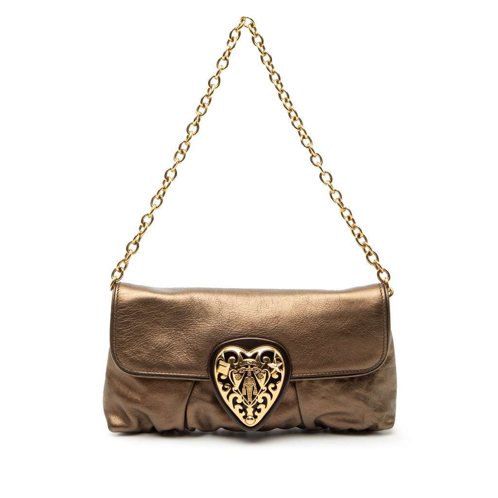 Gucci Metallic Calfskin Hysteria Shoulder Bag Brown Leather Very good condition - Front View