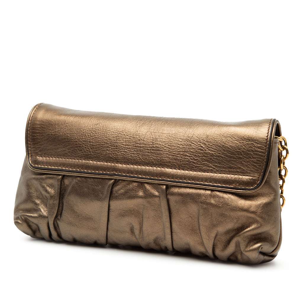 Gucci Metallic Calfskin Hysteria Shoulder Bag Brown Leather Very good condition - Back View