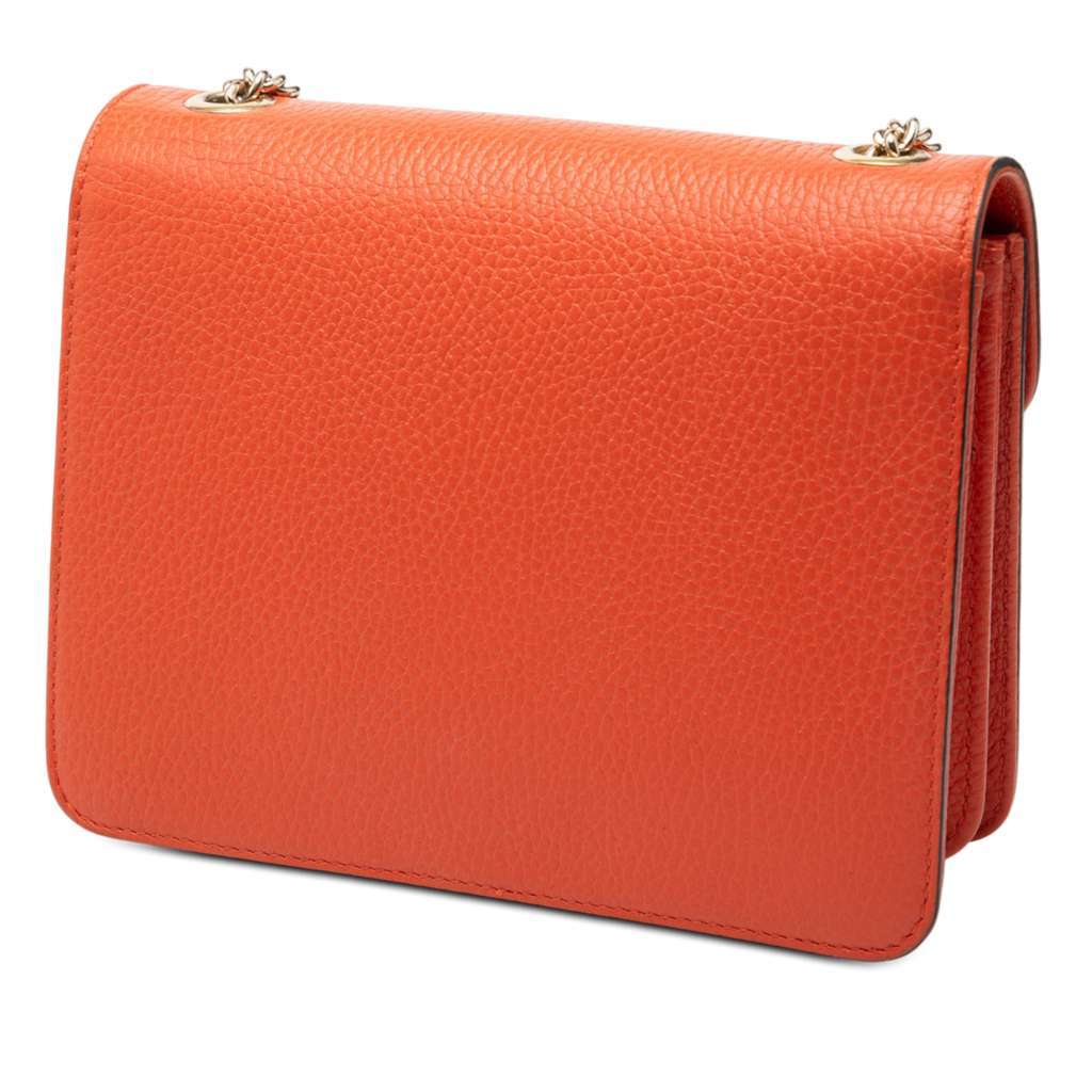 Gucci Small Dollar Calfskin Interlocking G Crossbody Orange Leather Very good - Back View